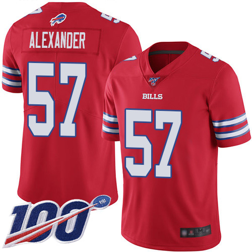 Men Buffalo Bills 57 Lorenzo Alexander Limited Red Rush Vapor Untouchable 100th Season NFL Jersey